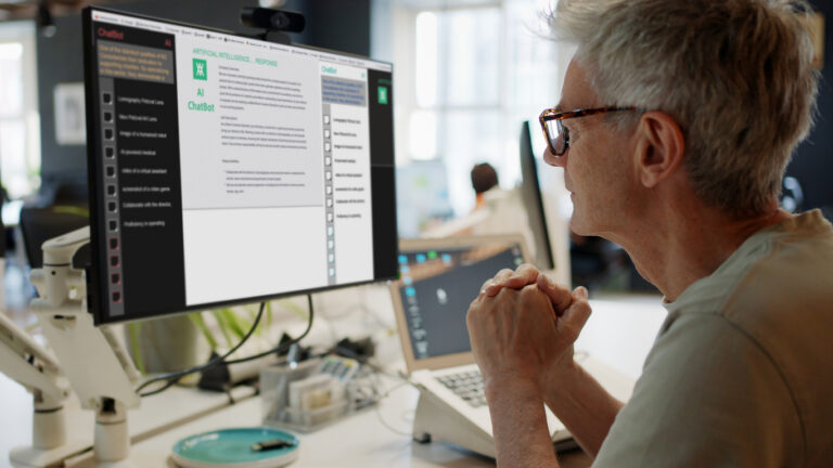 An AI Developer Uses Information Processing Theory to Design a Chatbot on a Monitor.